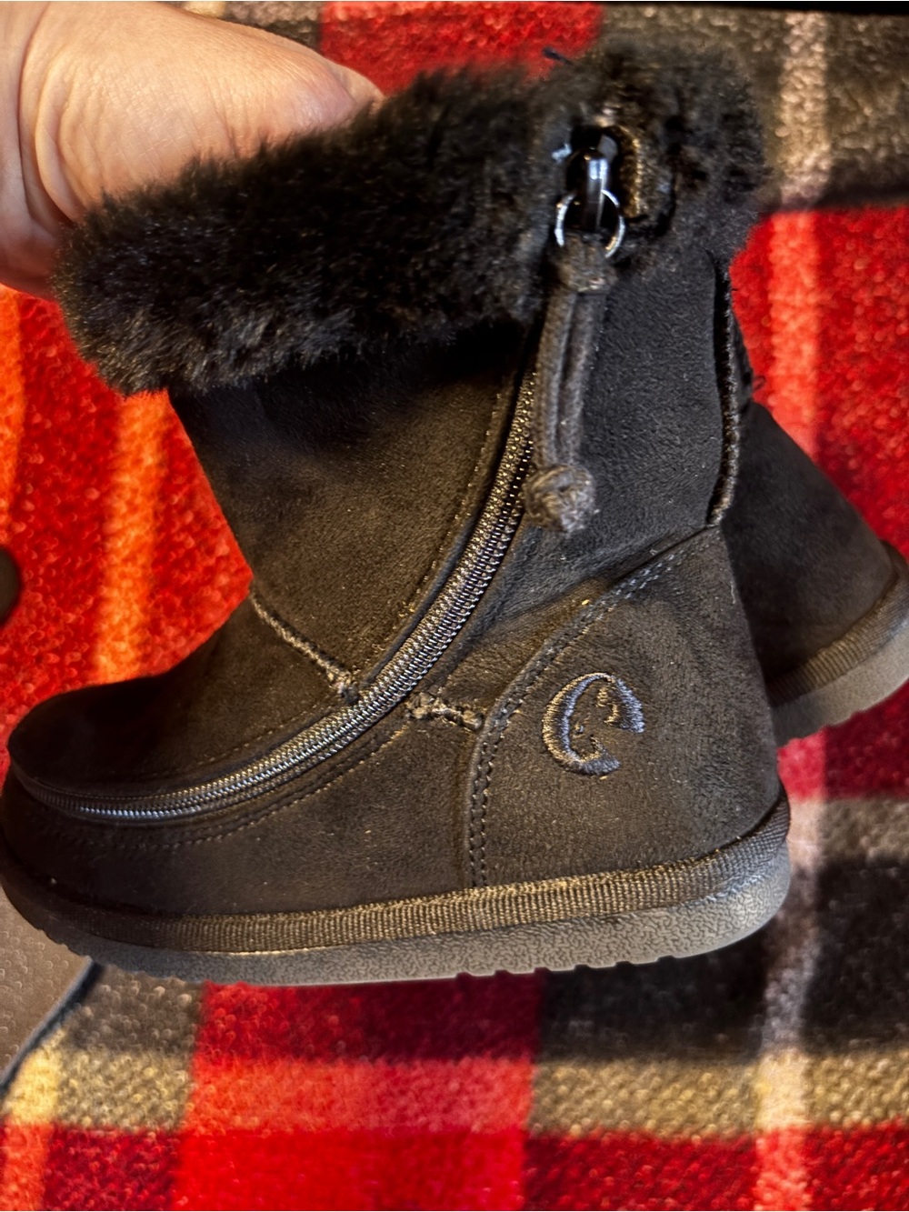 Billy Black Suede Fur-Trim Boots